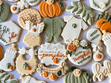Load image into Gallery viewer, He or she Pumpkin Fall Baby shower cookies