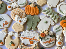 Load image into Gallery viewer, He or she Pumpkin Fall Baby shower cookies