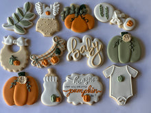 Load image into Gallery viewer, He or she Pumpkin Fall Baby shower cookies