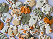 Load image into Gallery viewer, He or she Pumpkin Fall Baby shower cookies