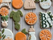 Load image into Gallery viewer, A little cutie is on the way, orange theme Baby shower cookies