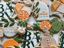 Load image into Gallery viewer, A little cutie is on the way, orange theme Baby shower cookies