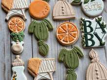 Load image into Gallery viewer, A little cutie is on the way, orange theme Baby shower cookies