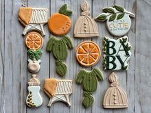 Load image into Gallery viewer, A little cutie is on the way, orange theme Baby shower cookies