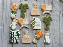 Load image into Gallery viewer, A little cutie is on the way, orange theme Baby shower cookies