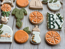 Load image into Gallery viewer, A little cutie is on the way, orange theme Baby shower cookies