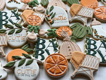 Load image into Gallery viewer, A little cutie is on the way, orange theme Baby shower cookies