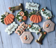 Load image into Gallery viewer, One year old pumpkin birthday Theme Cookies