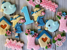 Load image into Gallery viewer, One year old birthday garden Theme Cookies