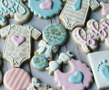 Load image into Gallery viewer, Gender reveal baby shower cookies