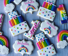 Load image into Gallery viewer, One year old rainbow birthday Theme Cookies