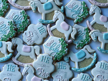Load image into Gallery viewer, Baby shower gender reveal cookies