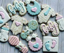 Load image into Gallery viewer, Gender reveal baby shower cookies