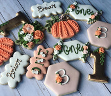 Load image into Gallery viewer, One year old pumpkin birthday Theme Cookies