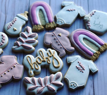 Load image into Gallery viewer, Rainbow Baby shower cookies