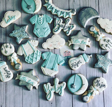 Load image into Gallery viewer, Moon and stars Baby shower cookies
