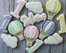 Load image into Gallery viewer, One year old birthday hot air ballon Theme Cookies