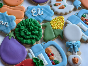 Vegetable theme baby shower cookies