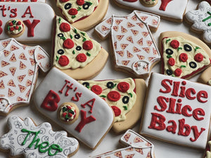 Pizza theme Baby shower cookies