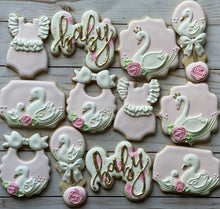 Load image into Gallery viewer, Swan Baby shower cookies