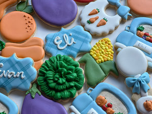 Vegetable theme baby shower cookies