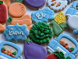 Vegetable theme baby shower cookies