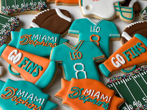 Dolphin Football theme cookies