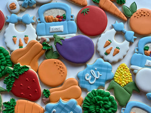 Vegetable theme baby shower cookies