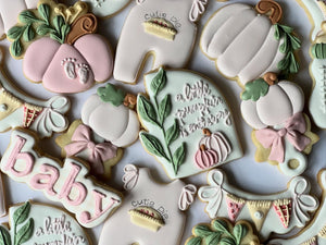 (Pumpkin Fall Baby shower cookies