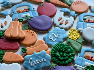 Vegetable theme baby shower cookies