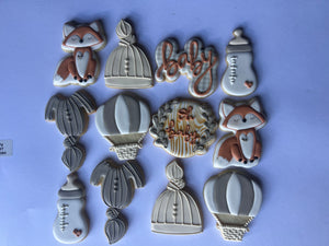 Woodland air balloon Baby shower cookies