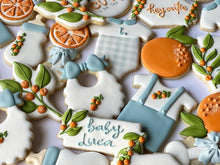 Load image into Gallery viewer, A little cutie is on the way, orange theme Baby shower cookies
