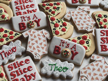 Load image into Gallery viewer, Pizza theme Baby shower cookies