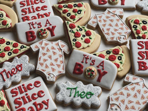 Pizza theme Baby shower cookies