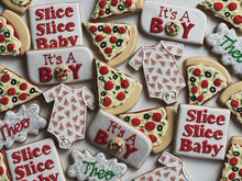 Load image into Gallery viewer, Pizza theme Baby shower cookies