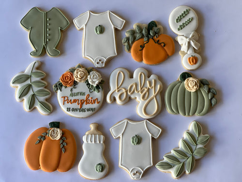 (Autumn Pumpkin Baby shower cookies