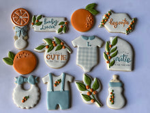 Load image into Gallery viewer, A little cutie is on the way, orange theme Baby shower cookies