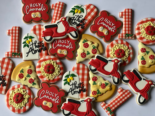 Italian Pizza Party Theme Cookies