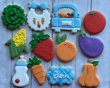 Load image into Gallery viewer, Vegetable theme baby shower cookies