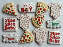 Load image into Gallery viewer, Pizza theme Baby shower cookies