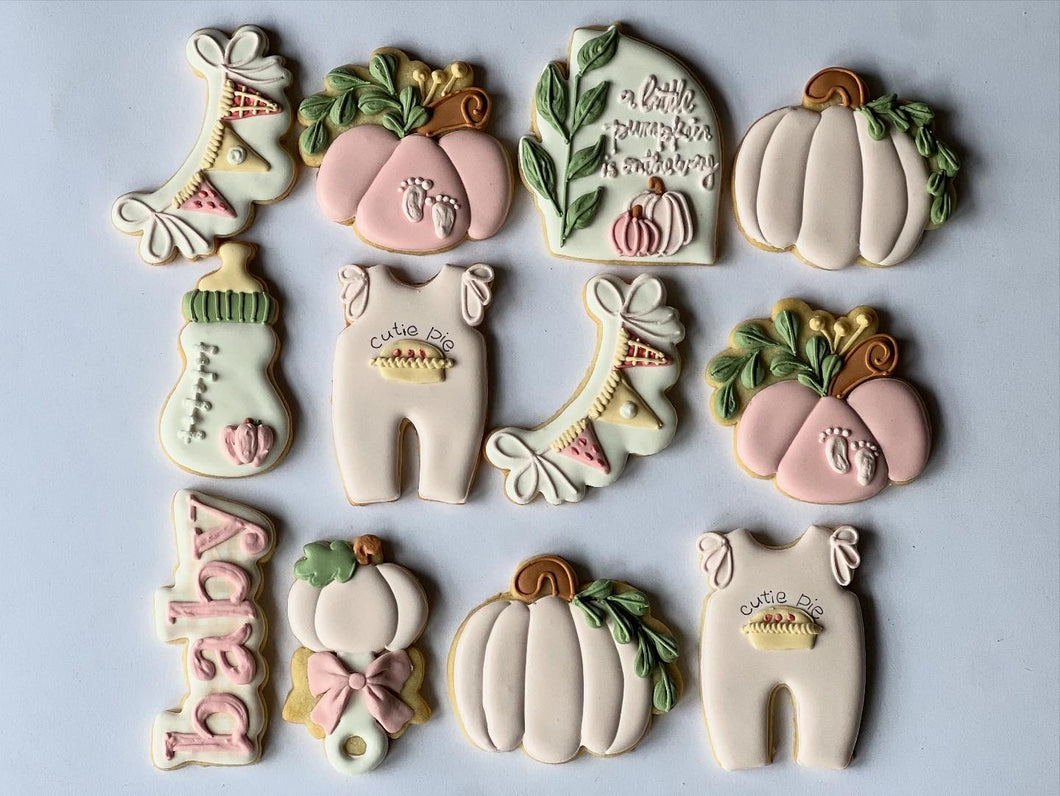 (Pumpkin Fall Baby shower cookies
