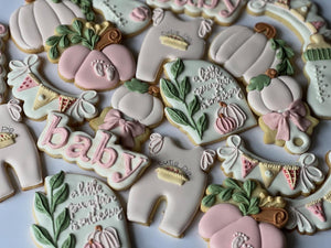 (Pumpkin Fall Baby shower cookies