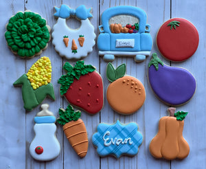 Vegetables fall theme Baby shower cookies