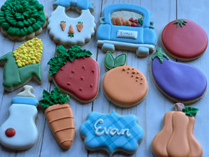 Vegetables fall theme Baby shower cookies