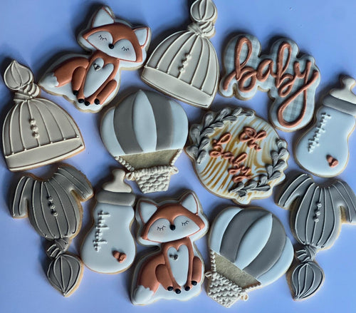 Woodland air balloon Baby shower cookies
