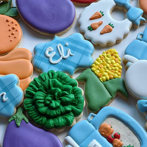 Vegetables fall theme Baby shower cookies