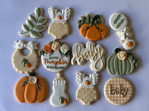 Pumpkin Fall Baby shower cookies