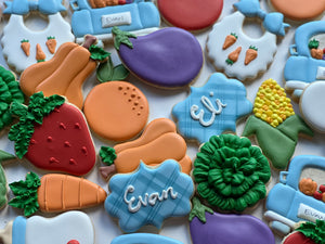 Vegetable theme baby shower cookies