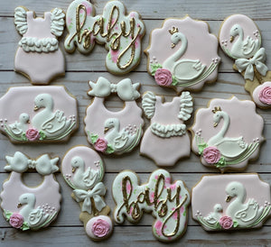 Swan Baby shower cookies