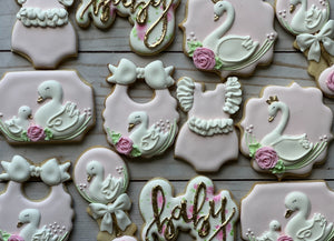 Swan Baby shower cookies